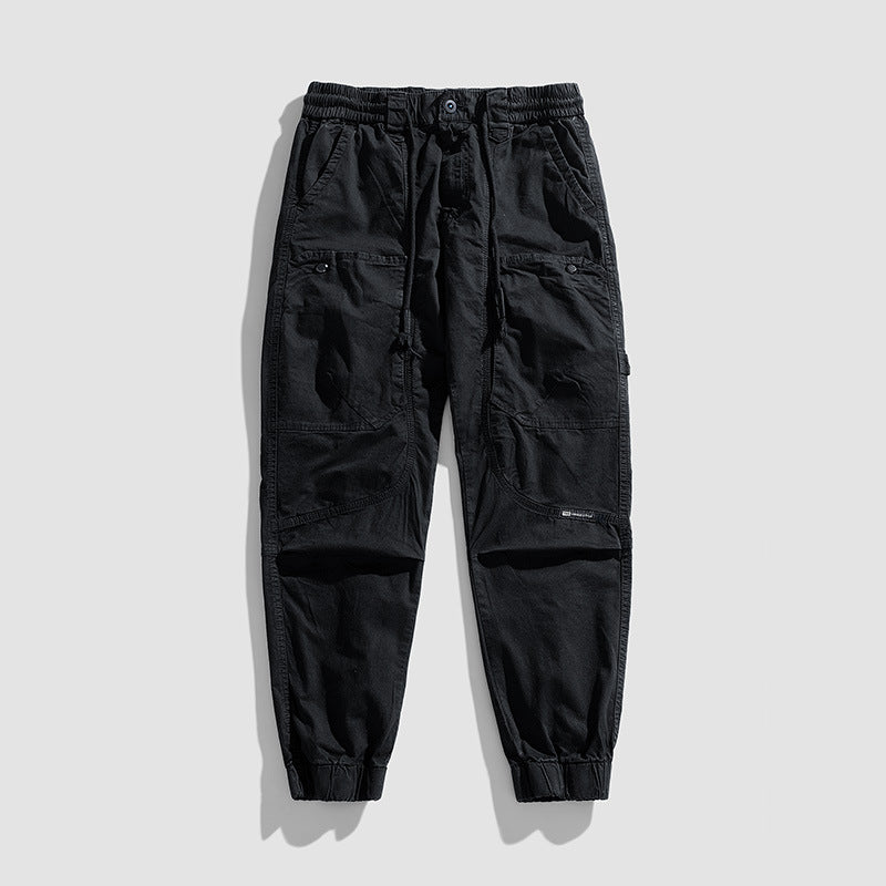 Herren Konisch geschnittene Utility-Cargohose mit Tunnelzugbund, Kniepaneelen und Knöchelbündchen Mune Fashion