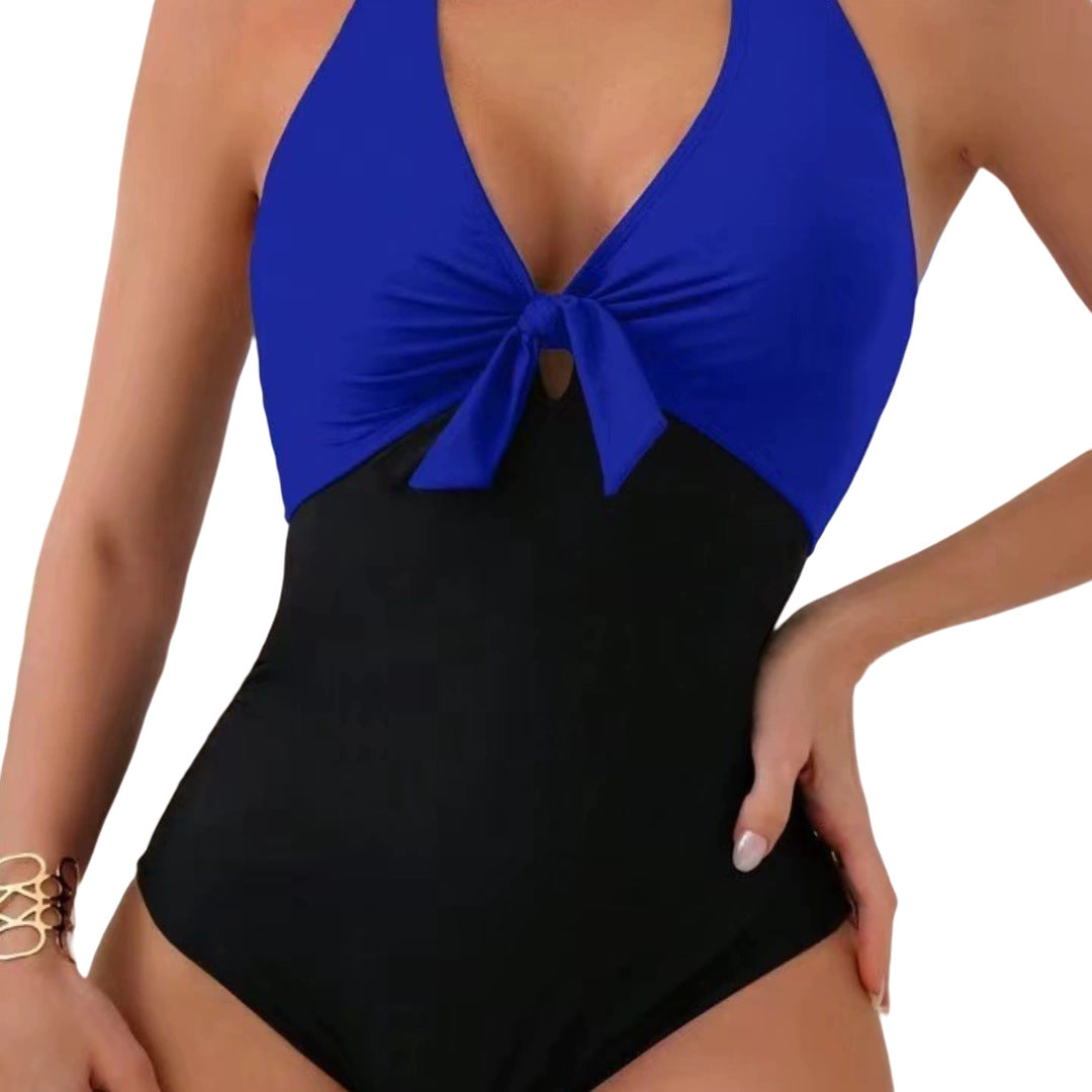Women One-Piece Swimsuit with Decorative Knot Mune Fashion
