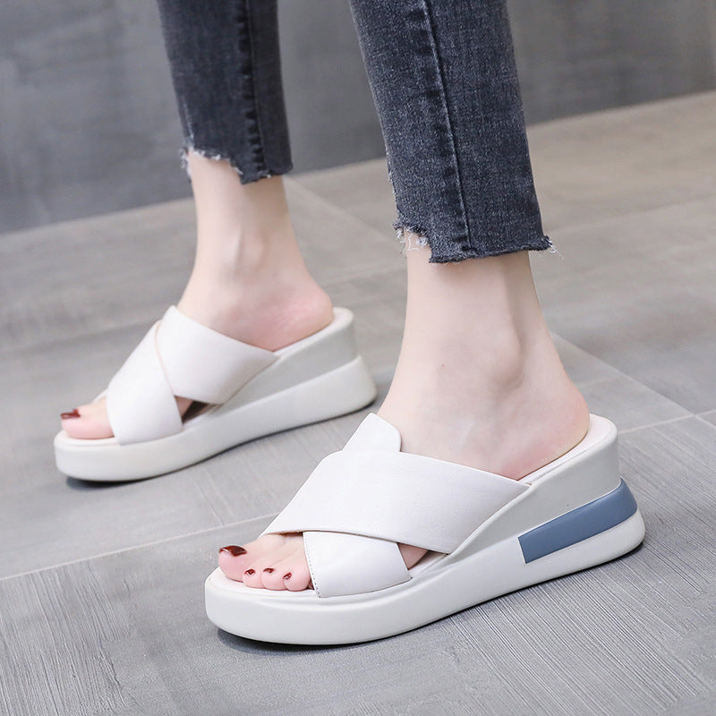 Women's city comfort wedge slippers with ergonomic viscoelastic footbed and seamless synthetic upper Mune Fashion
