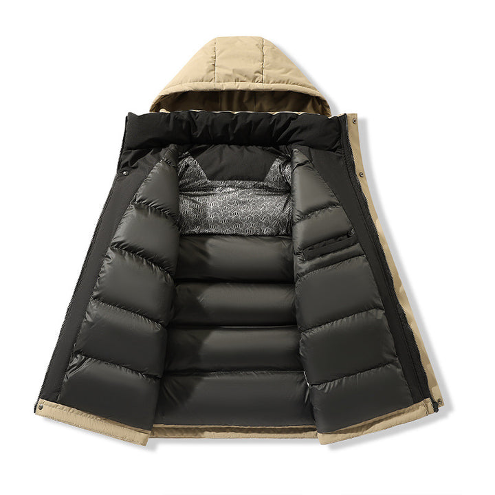Men's padded hooded winter jacket with windproof outer shell, quilted thermal lining, and multifunctional pockets Mune Fashion