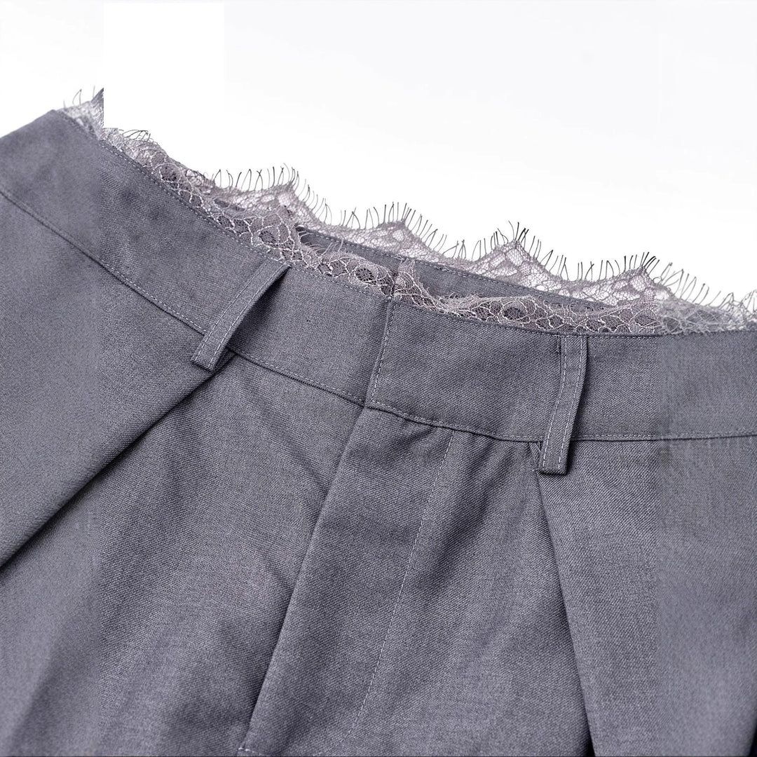 Women Stylish High-Waist Pants with Decorative Waistband Mune Fashion