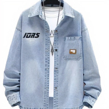 Men's Oversized Denim Shirt Jacket in Vintage Wash with Flap Chest Pocket Mune Fashion