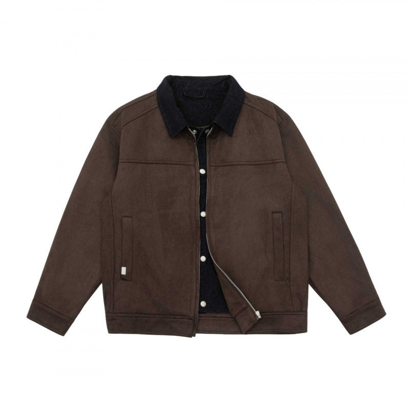 Men's Boxy Zip Blouson Jacket with Cord Collar and Minimalist Side Pockets Mune Fashion