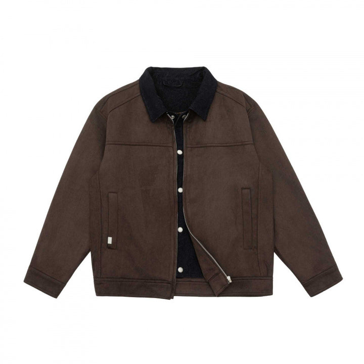 Men's Boxy Zip Blouson Jacket with Cord Collar and Minimalist Side Pockets Mune Fashion
