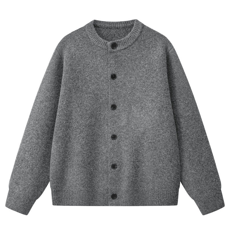 Women's Oversized Knit Jacket in Bomber Style with Round Neck, Ribbed Hem & Balloon Sleeves Mune Fashion