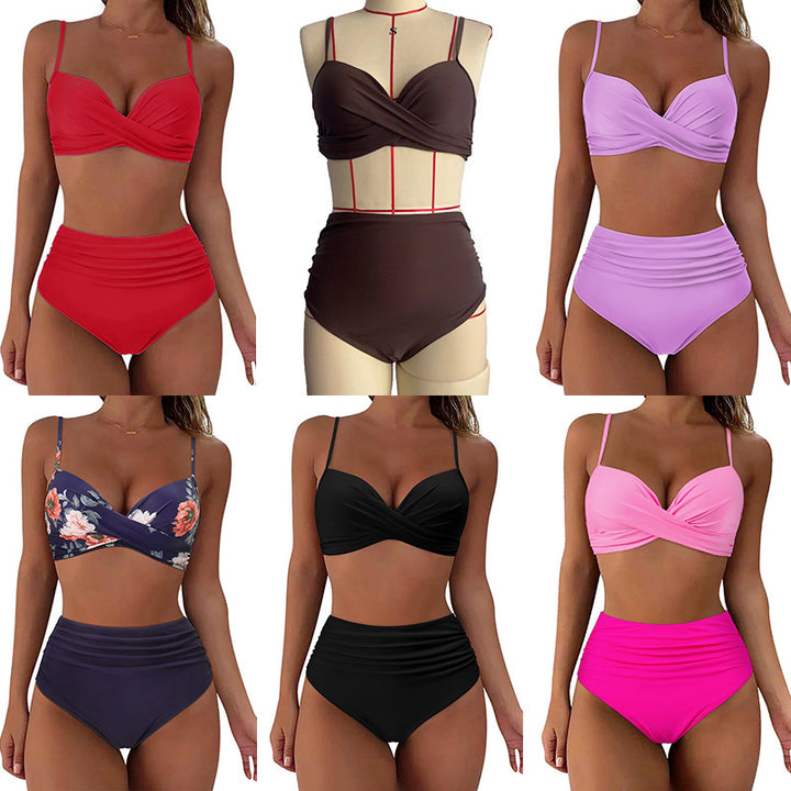Women's High-Waisted Bikini Set with Refined Ruffles Mune Fashion