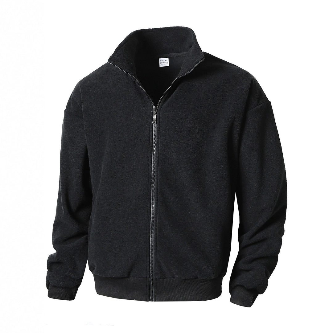 Men's Zip Fleece Jacket with Stand-Up Collar, Full-Length Zipper, and Ribbed Cuffs Mune Fashion