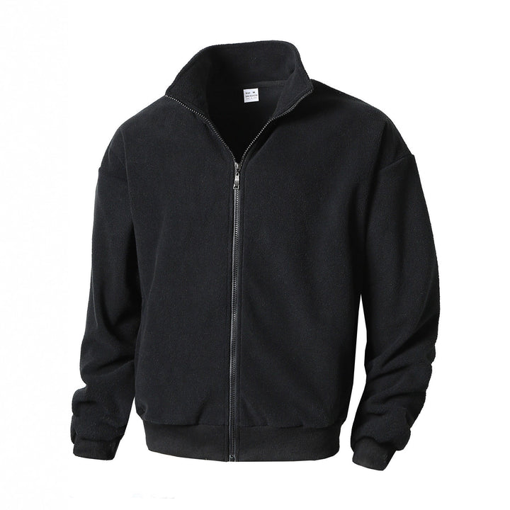 Men's Zip Fleece Jacket with Stand-Up Collar, Full-Length Zipper, and Ribbed Cuffs Mune Fashion