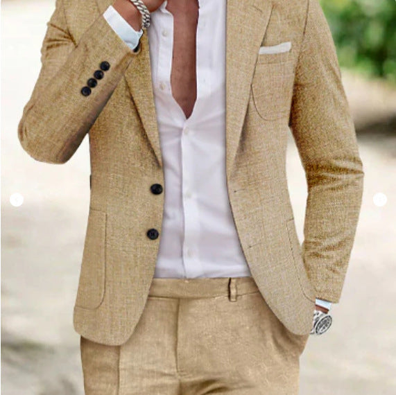 Men's summer seersucker suit with unlined jacket, slim fit, and pleated trousers Mune Fashion
