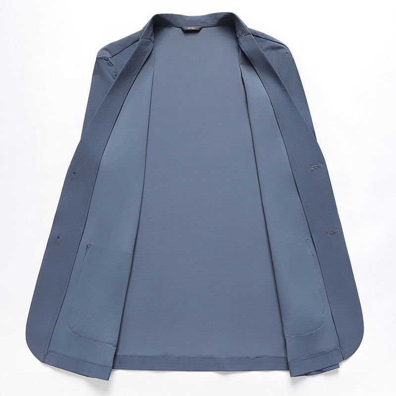 Men's Lightweight Structured Knit Blazer with Patch Pockets and Flexible Stretch Mune Fashion