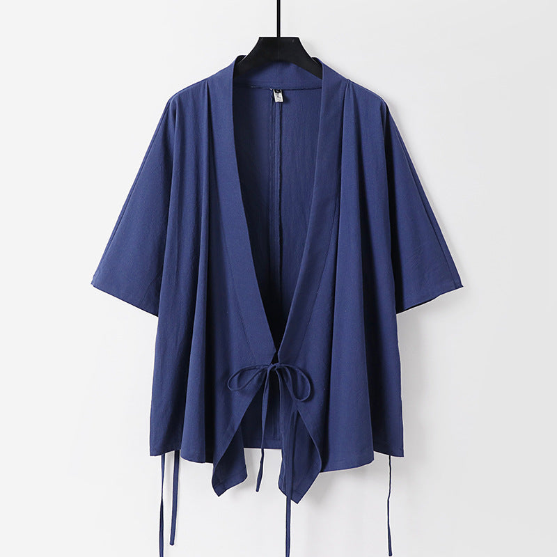 Women's loosely falling kimono jacket with tie belt Mune Fashion