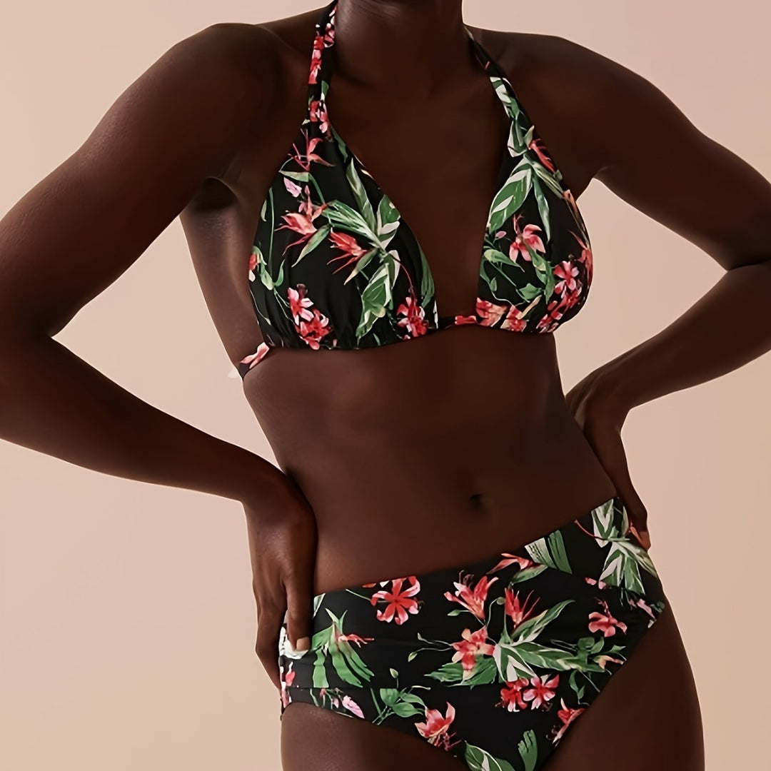 Women Colorful Patterned Triangle Bikini Mune Fashion