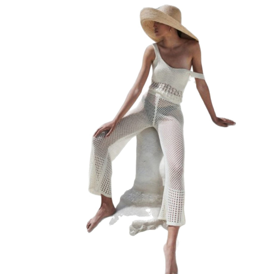 Women's airy cropped lace top and high-waisted mesh pants Mune Fashion