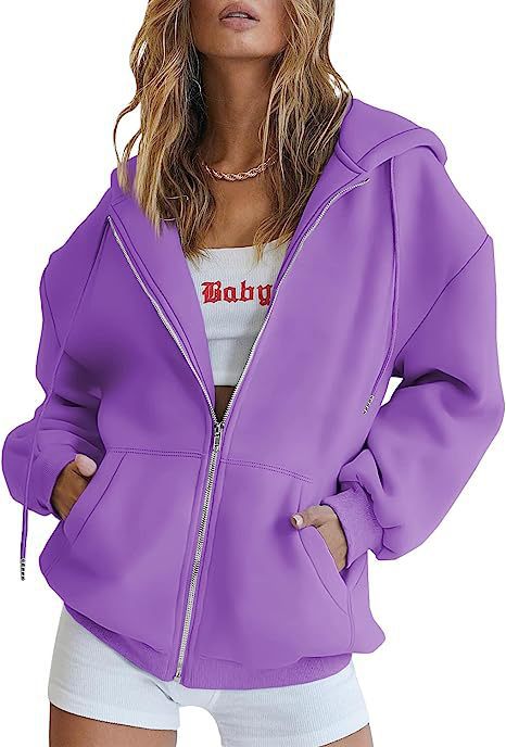 Women oversized hoodie jacket with full zip and kangaroo pockets Mune Fashion