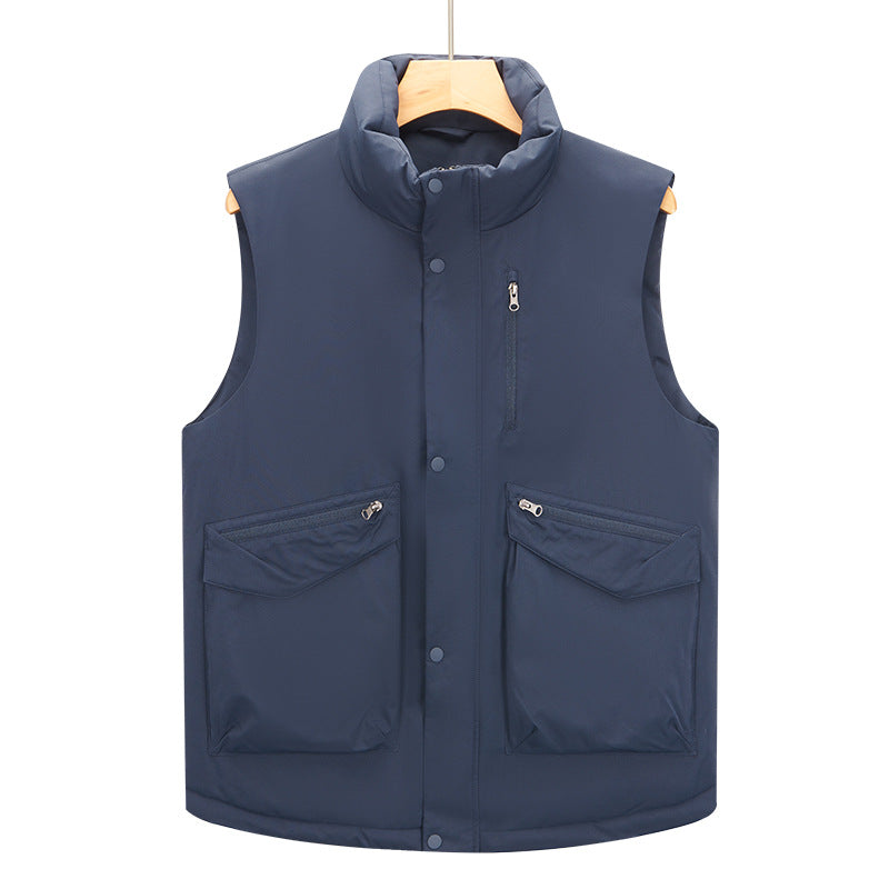 Men's quilted vest with high stand-up collar and multifunctional zip pockets Mune Fashion