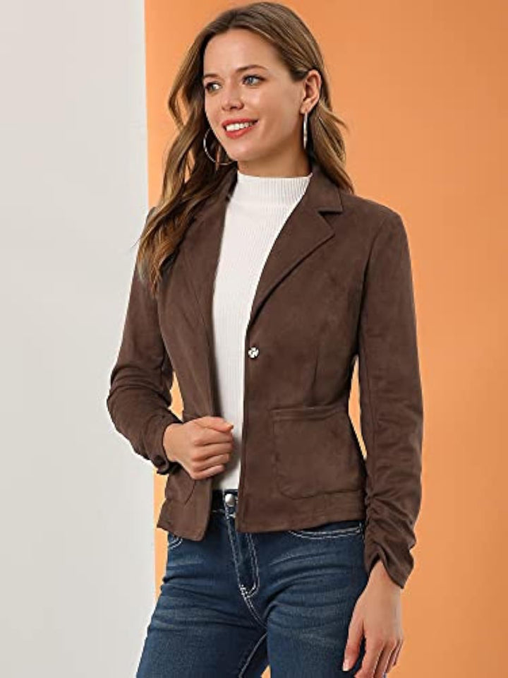 Ladies Elegant Velour Blazer with Slim Fit Mune Fashion