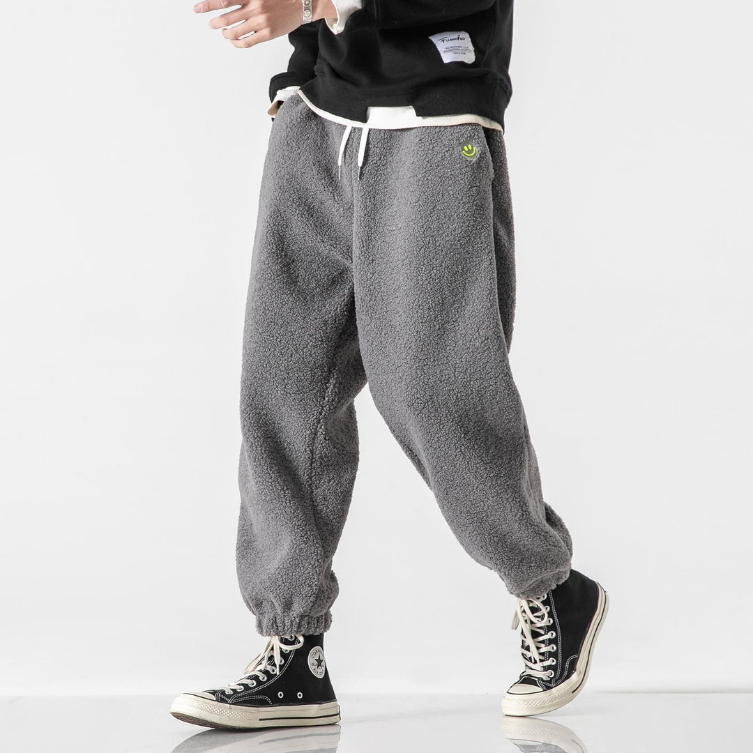 Men's Teddy Fleece Jogging Pants with Elastic Waistband, Drawstring, and Cuffs Mune Fashion