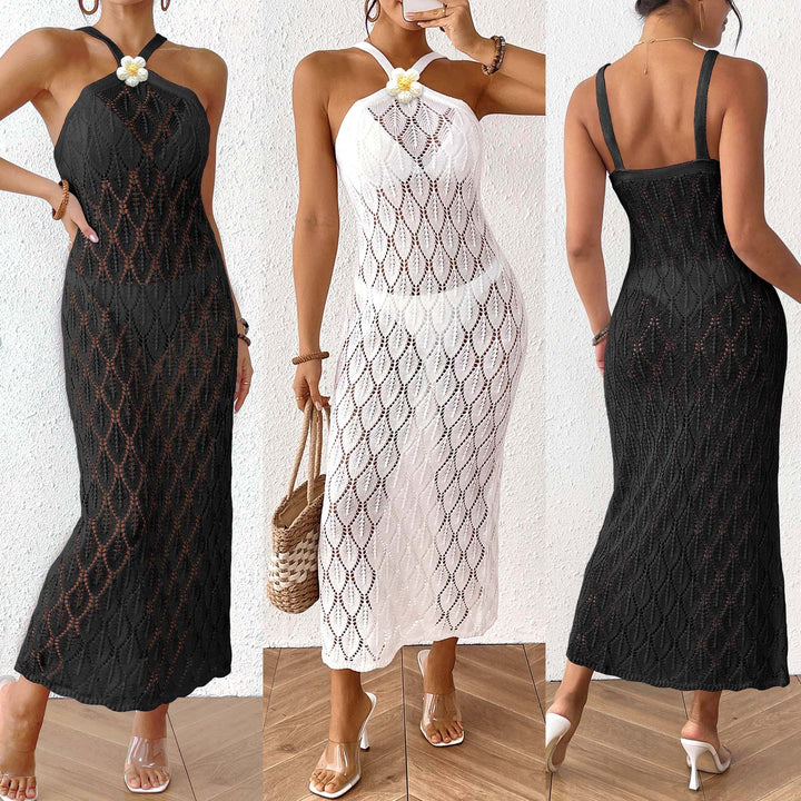 Women's crochet maxi dress with an elegant flower detail Mune Fashion