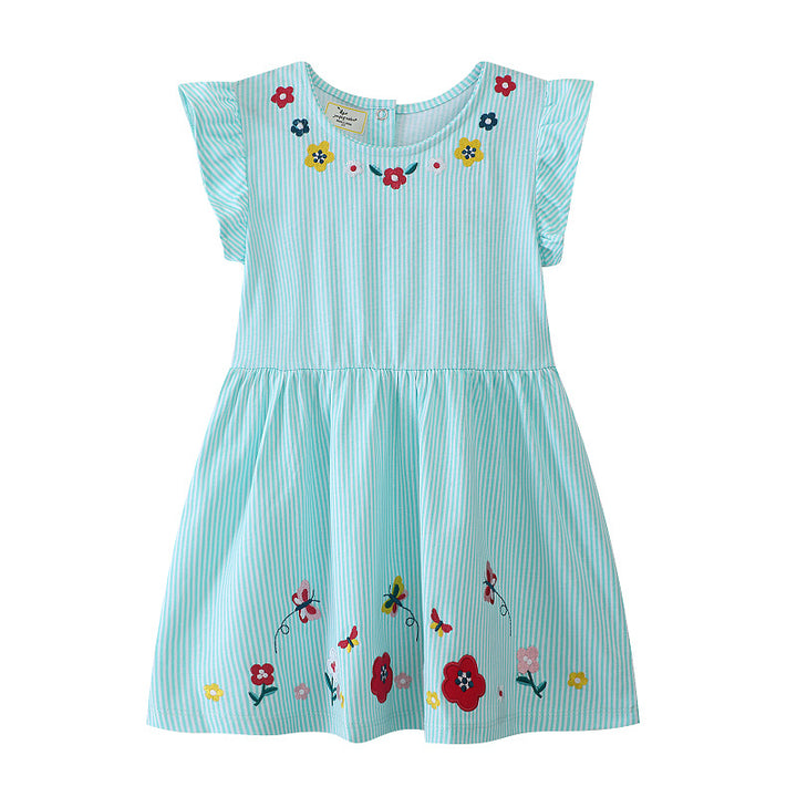 Girl summer dress with colorful flower embroidery Mune Fashion
