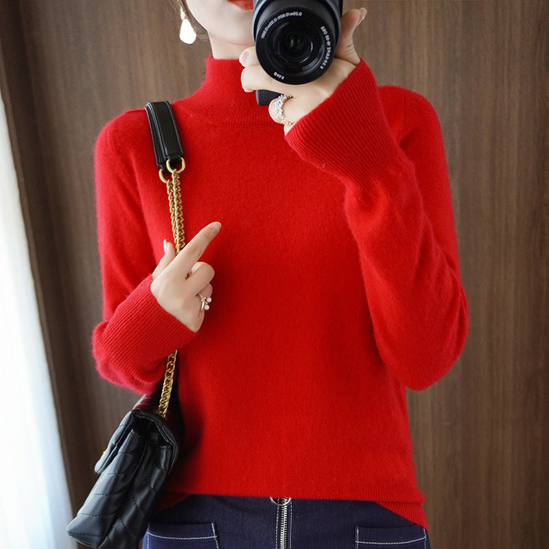 Women's Mockneck Pullover made of fluffy Angora blend with casual balloon sleeve silhouette Mune Fashion