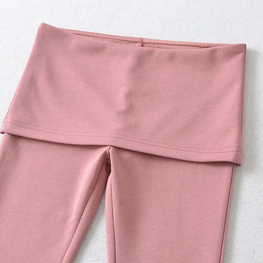 Women's High Waist Flared Pants with Stretch Jersey Waistband Mune Fashion