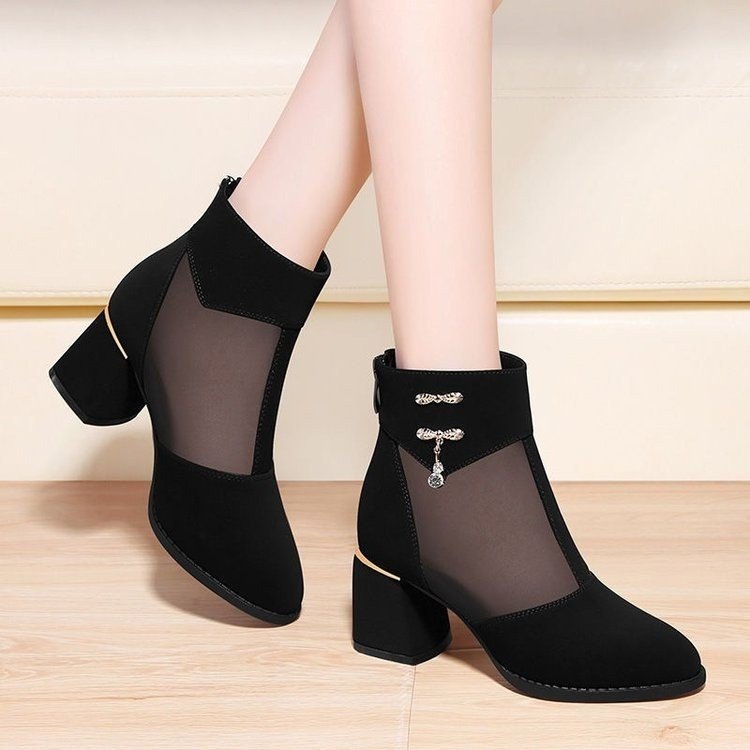 Ladies Elegant Ankle Boots with Mesh Inserts Mune Fashion