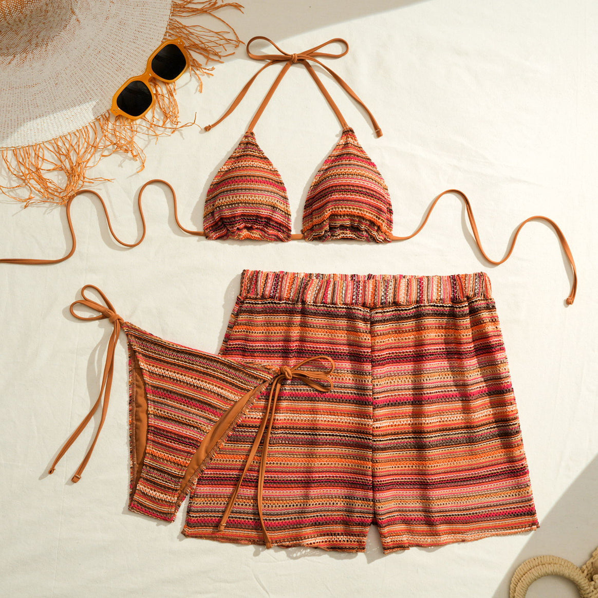 Women's Bikini Set with Ruffle Details and High-Waisted Shorts Mune Fashion