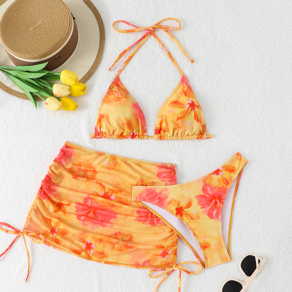 Women's bikini set with floral pattern and adjustable skirt Mune Fashion