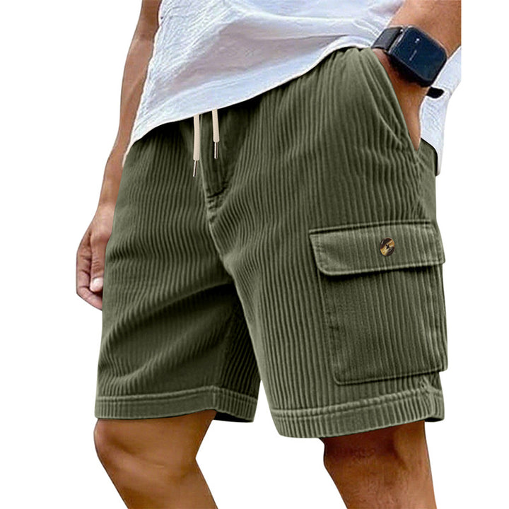 Men's utility cord shorts with elastic drawstring waistband and patch flap pockets Mune Fashion