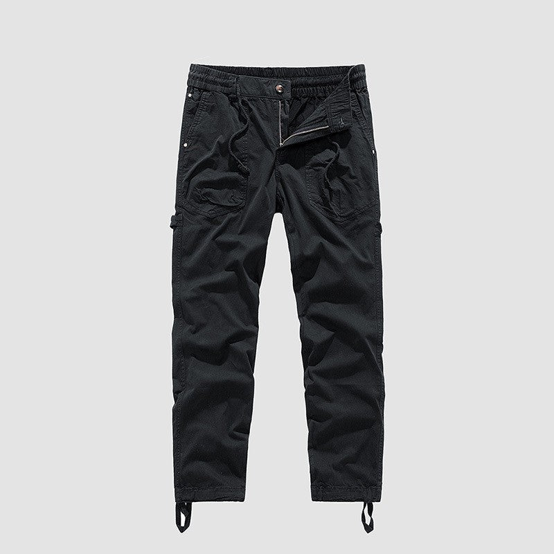 Men's Utility Cargo Pants in Jogger Style with Elastic Comfort Waistband, Multiple Pockets and Drawstrings at Ankles