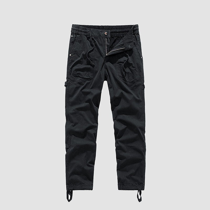 Men's Utility Cargo Pants in Jogger Style with Elastic Comfort Waistband, Multiple Pockets and Drawstrings at Ankles