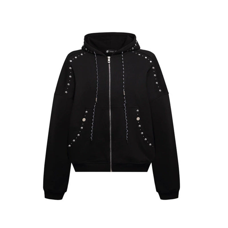 Women’s hooded zip jacket with stud trim and oversized fit Mune Fashion