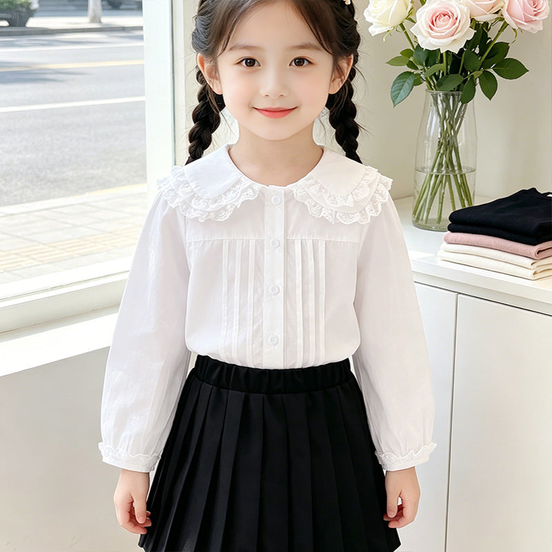 Women elegant blouse with lace collar Mune Fashion