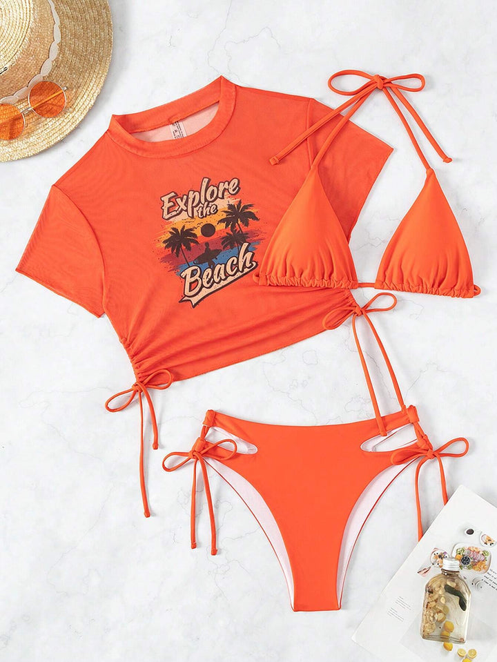 Women's Bikini Set with Sporty Crop Top and Cut-Outs Mune Fashion