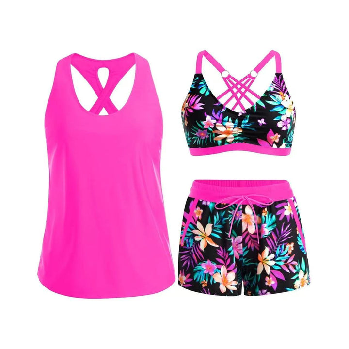 Ladies' sports swimsuit set with stylish racerback and shorts Mune Fashion