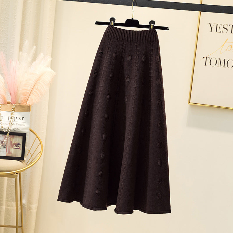 Ladies Elegant, airy maxi skirt with ribbed texture Mune Fashion