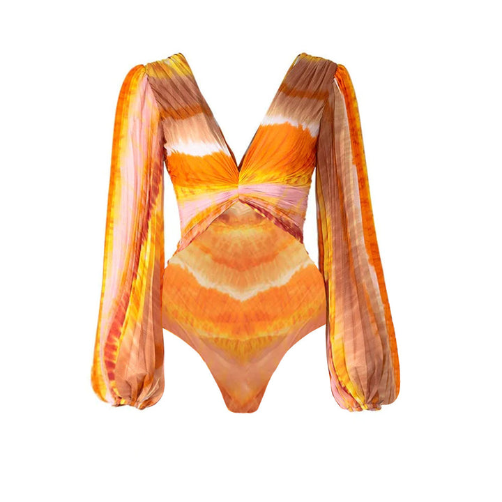 Women's One-Piece Swimsuit with Luxurious Puff Sleeves Mune Fashion