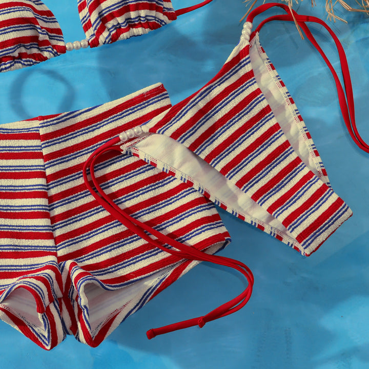 Ladies Beach Bikini Set with charming striped pattern Mune Fashion
