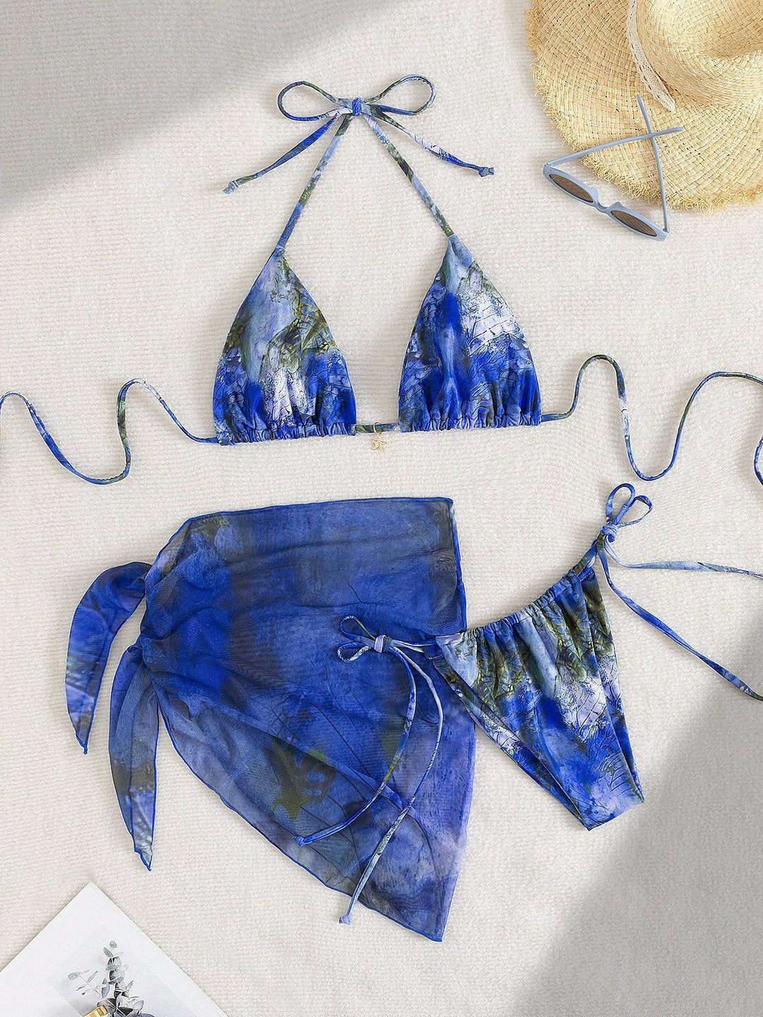 Women Triangle Bikini with Floral Design Mune Fashion