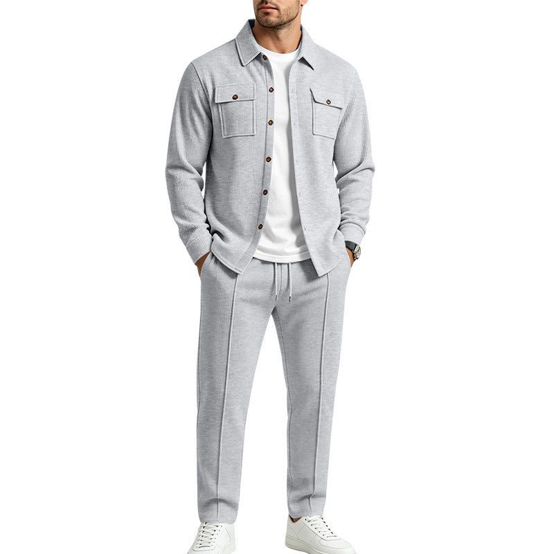 Men's overshirt and jogger set made of textured knit quality Mune Fashion