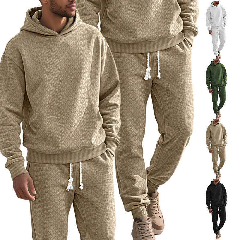 Men's structured velour tracksuit with hoodie and drawstring pants Mune Fashion