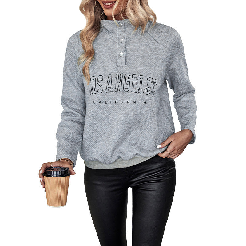 Women's Cozy Pullover with Half Closed Collar Mune Fashion