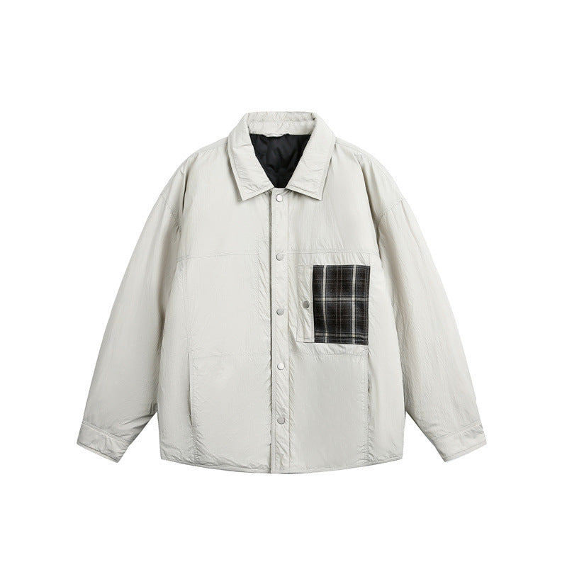 Men's Quilted Shirt Jacket with Contrast Check Pocket Mune Fashion