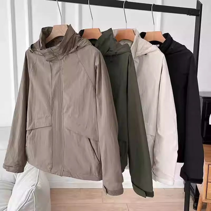 Men's Lightweight Transition Jacket with Adjustable Hood Collar Mune Fashion