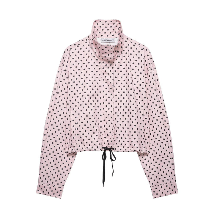 Women's wide High-Waist flared trousers with polka dot print and elastic waistband Mune Fashion