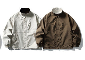 Unisex Lightweight wind and water-repellent oversized boxy jacket with stand-up collar and elastic hem Mune Fashion