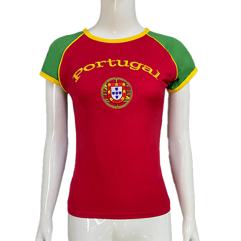 Women nan short sleeveless fan tank top with embroidery applique and side cord Mune Fashion