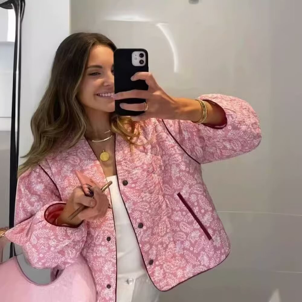 Women's quilted blouson jacket with paisley quilted pattern and light padding Mune Fashion