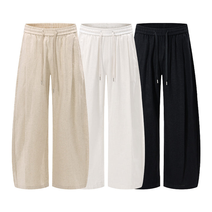 Men's Loose Linen-Cotton Pants with Drawstring and Pockets Mune Fashion