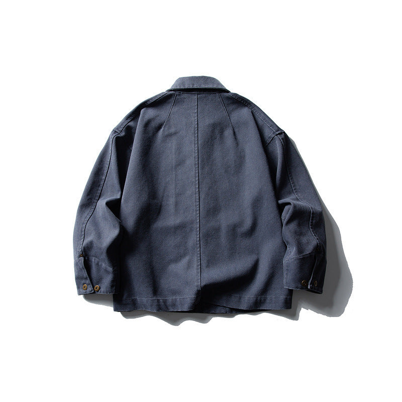 Unisex Boxy-Canvas-Worker-overshirt jacket with leather patch and patch pockets Mune Fashion